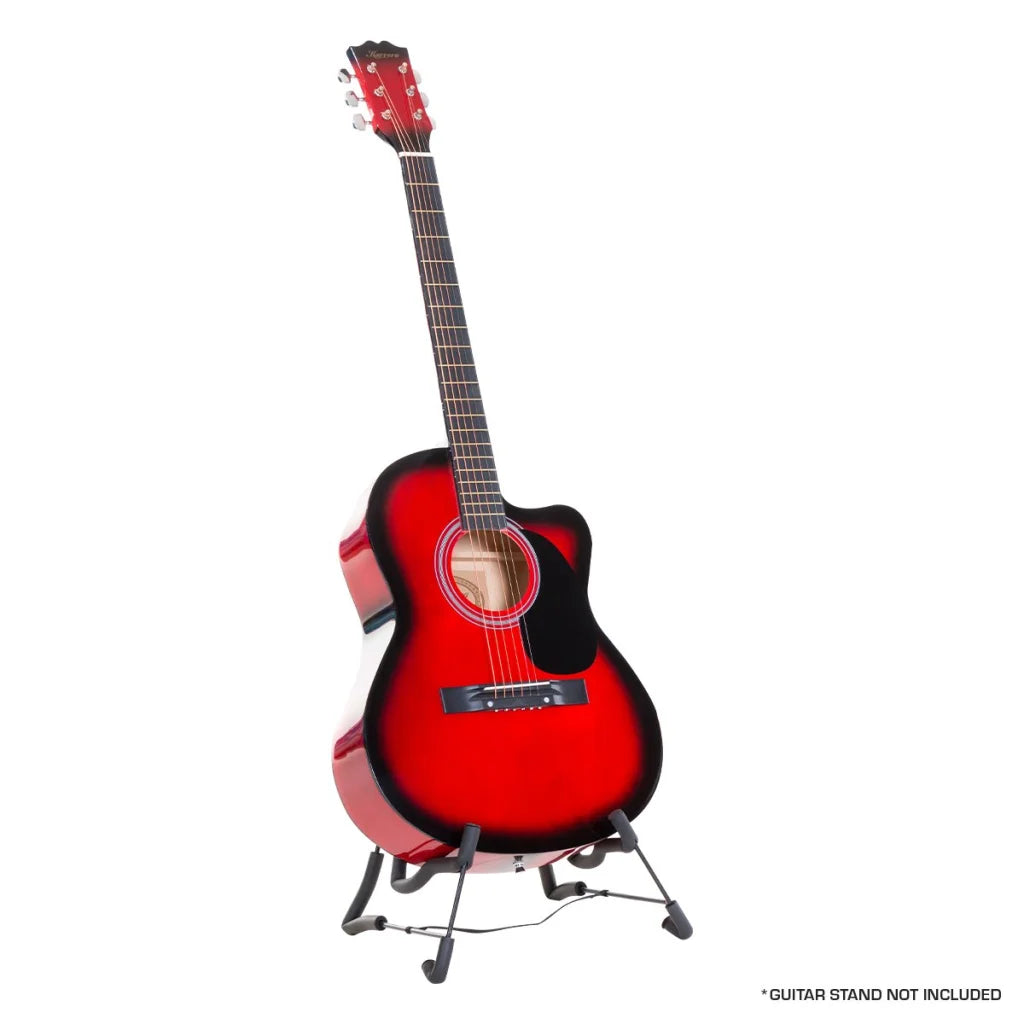 Karrera Acoustic Cutaway 40in Guitar - Red - Audio & Video