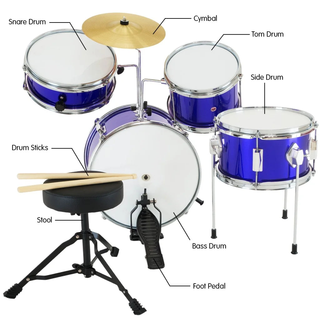 Karrera Children’s 4pc Drum Kit - Blue - Audio & Video >