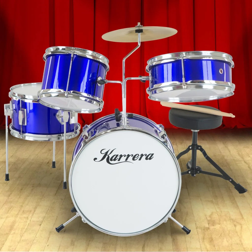 Karrera Children’s 4pc Drum Kit - Blue - Audio & Video >