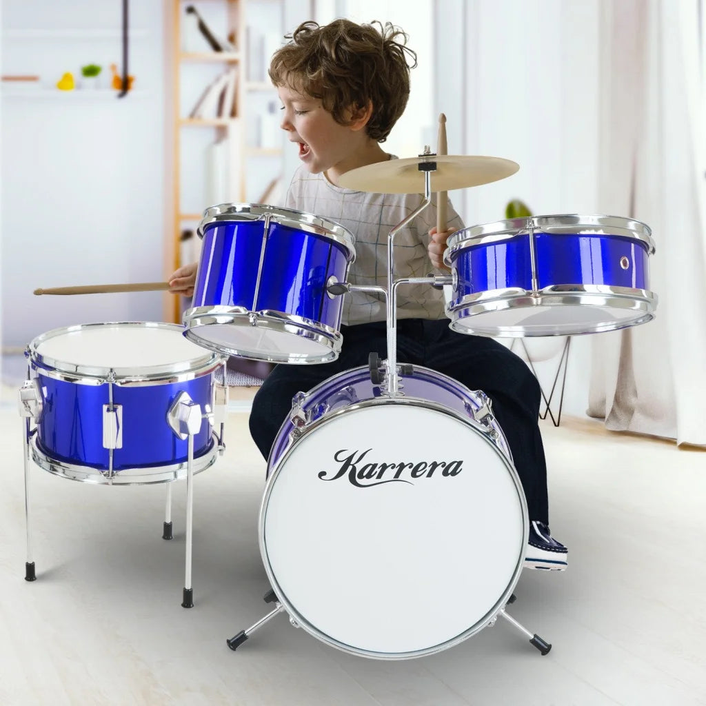 Karrera Children’s 4pc Drum Kit - Blue - Audio & Video >