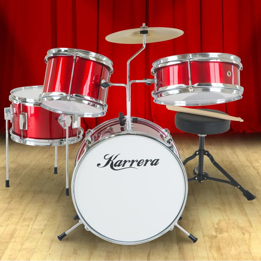 Karrera Children’s 4pc Drum Kit - Red - Audio & Video >