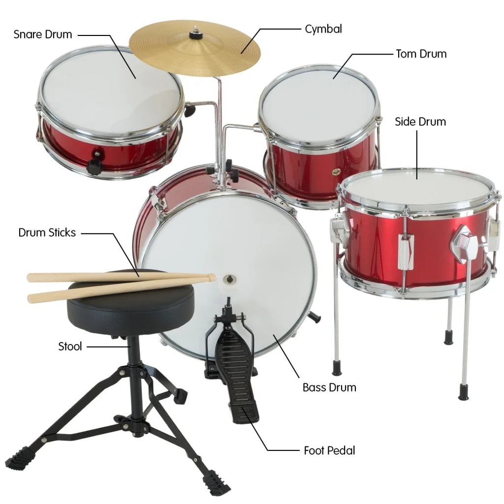Karrera Children’s 4pc Drum Kit - Red - Audio & Video >
