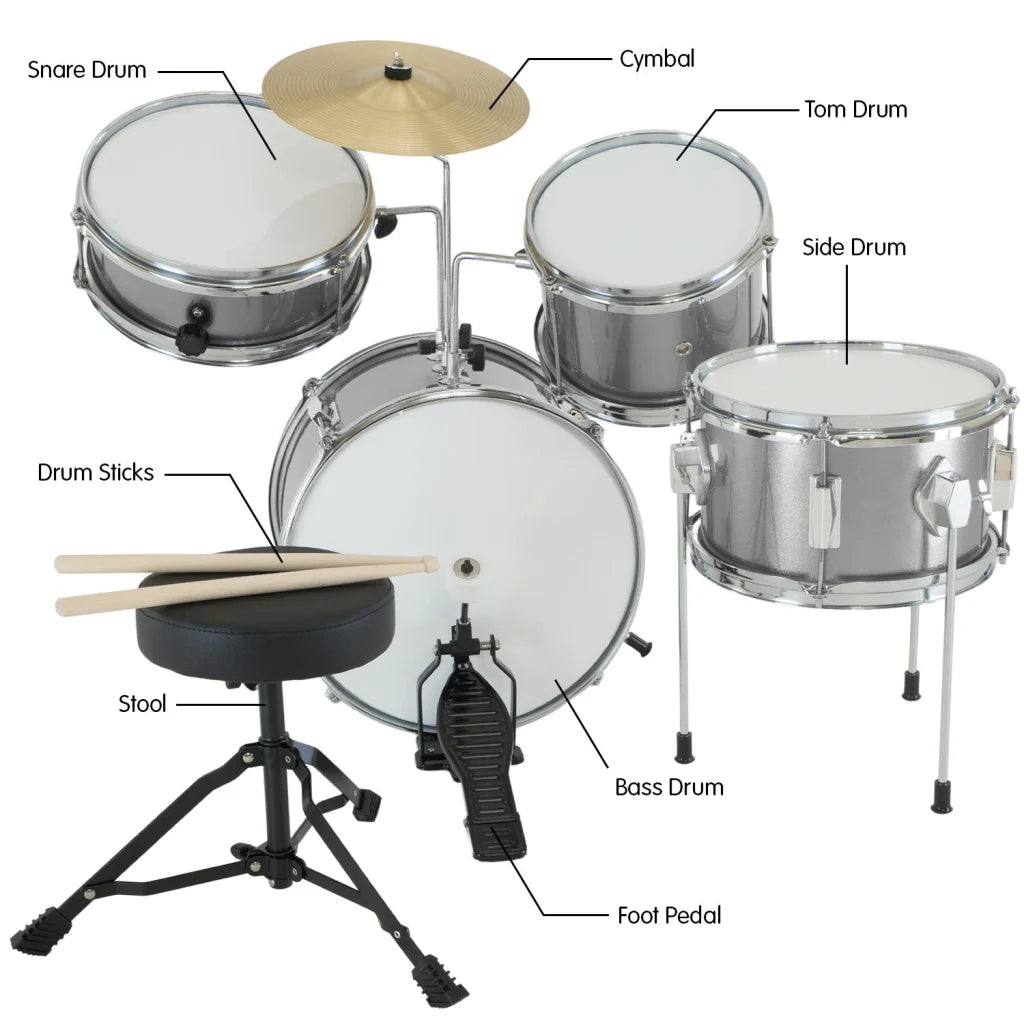 Karrera Childrens 4pc Drum Kit - Silver - Audio & Video >