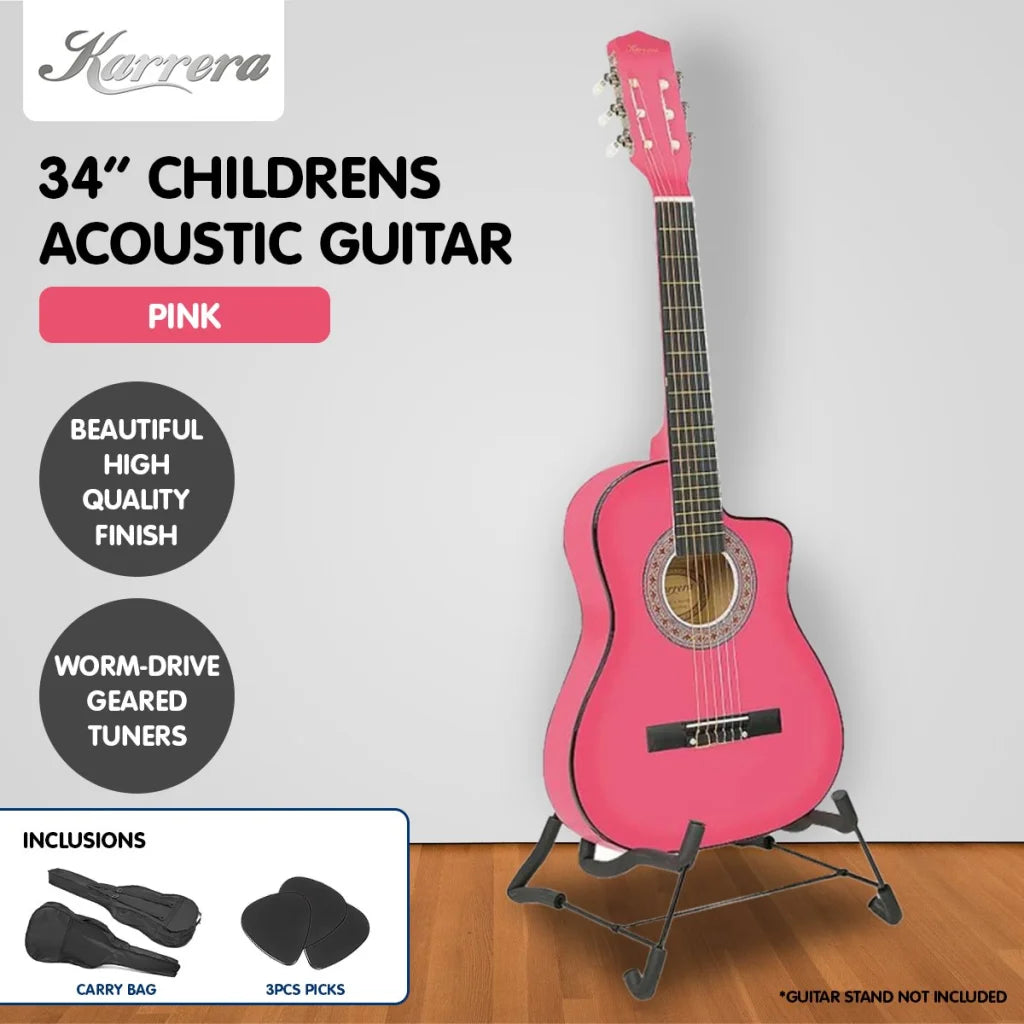 Karrera Childrens Acoustic Guitar Kids - Pink - Audio &