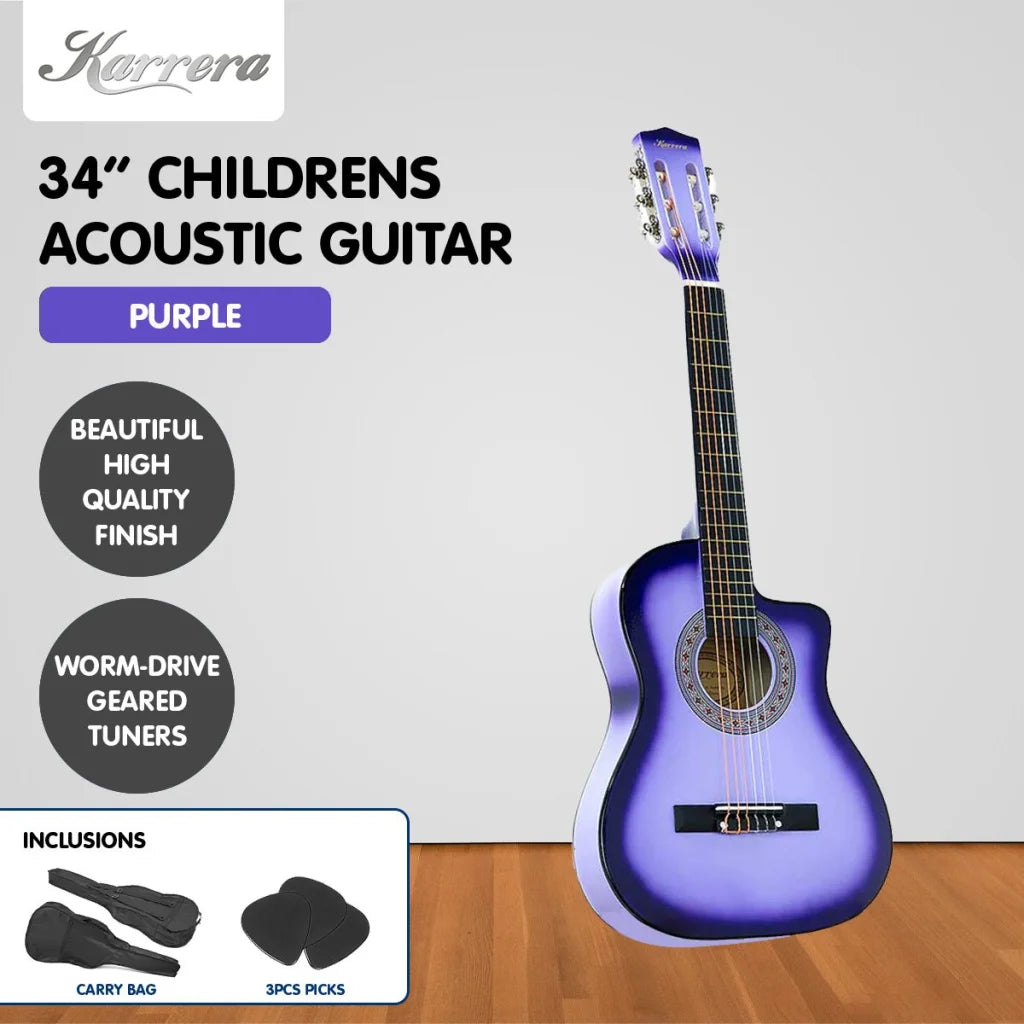 Karrera Childrens Acoustic Guitar Kids - Purple - Audio &