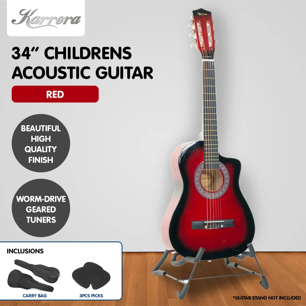 Karrera Childrens Acoustic Guitar Kids - Red - Audio &