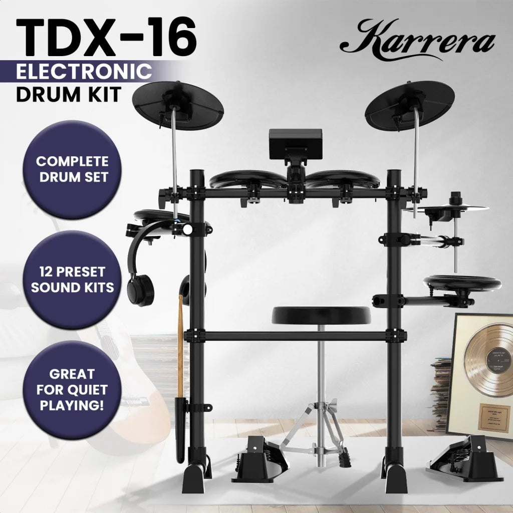 Karrera TDX-16 Electronic Drum Kit with LCD Toms Snares