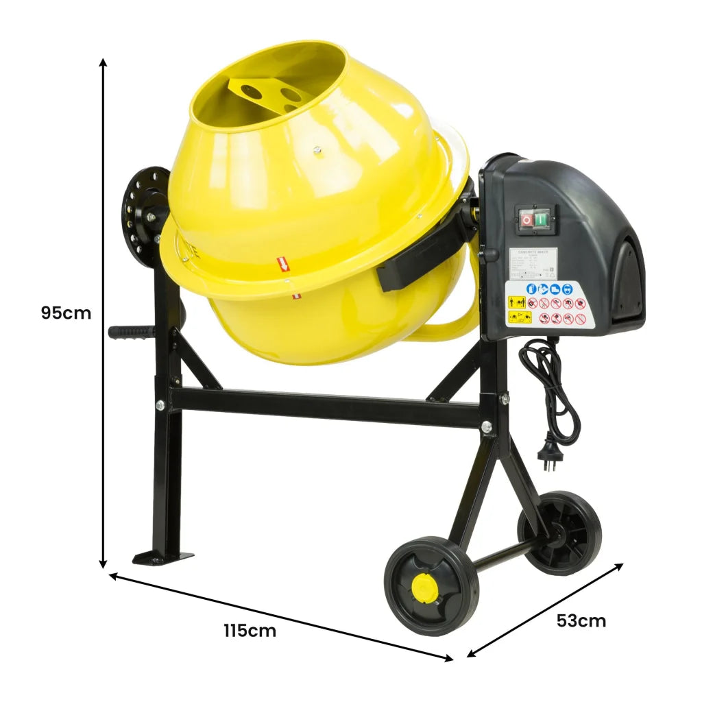 Kartrite Portable 63L Cement Concrete Mixer Dual Mix Blades