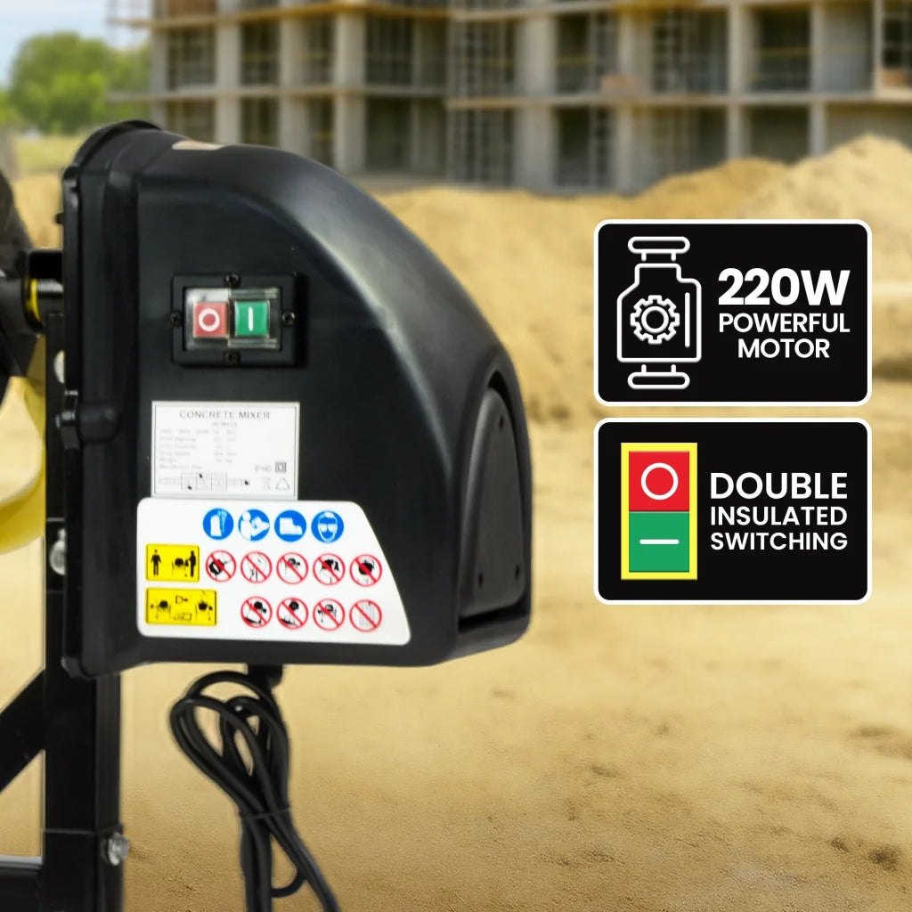 Kartrite Portable 63L Cement Concrete Mixer Dual Mix Blades
