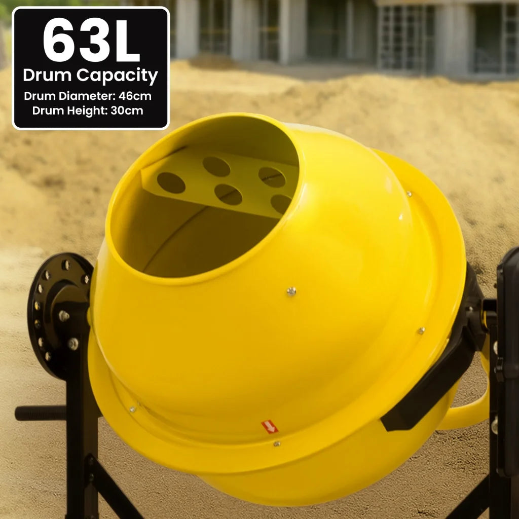 Kartrite Portable 63L Cement Concrete Mixer Dual Mix Blades
