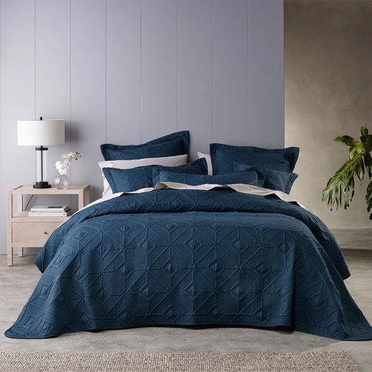 Kazimir Navy Polyester Coverlet Set - Queen/King - Home &