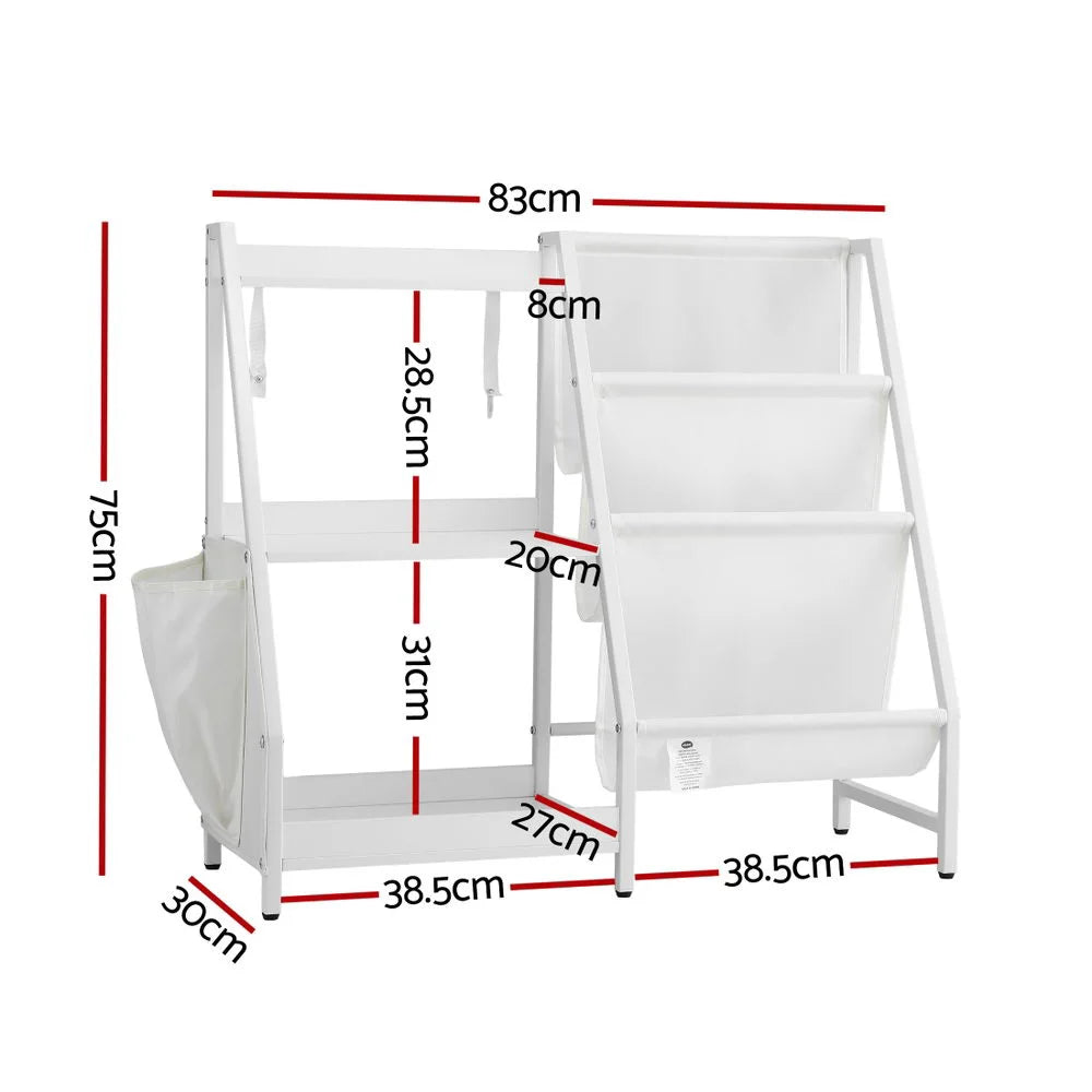 Three Tier Kids Bookshelf Bookcase Children Toy Storage