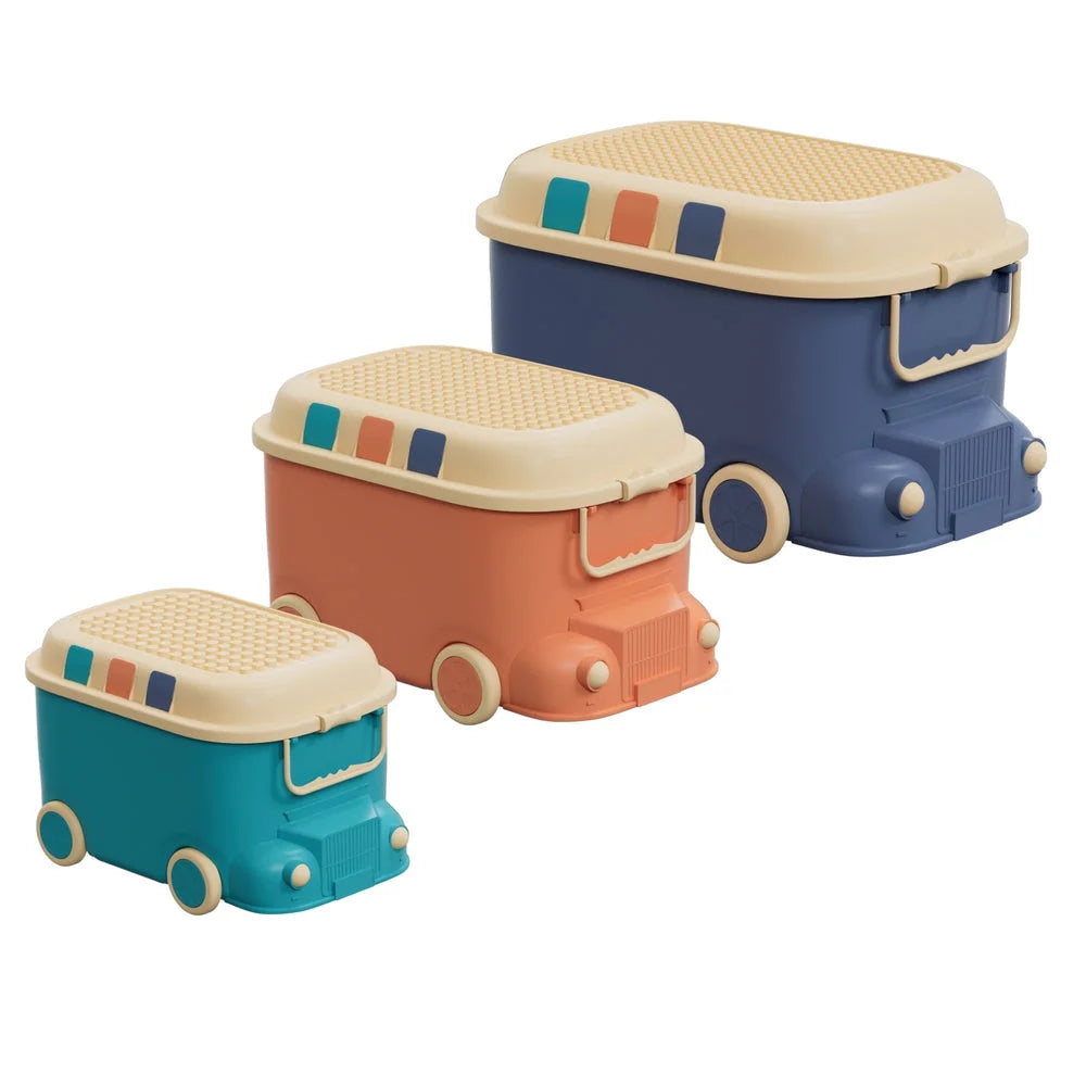 Keezi 3PCS Toy Storage Box Cute Car Toy Container Kids Toys