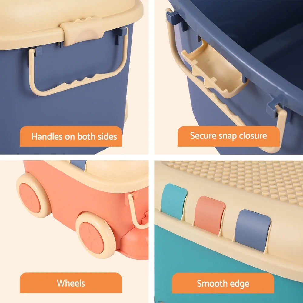 Keezi 3PCS Toy Storage Box Cute Car Toy Container Kids Toys