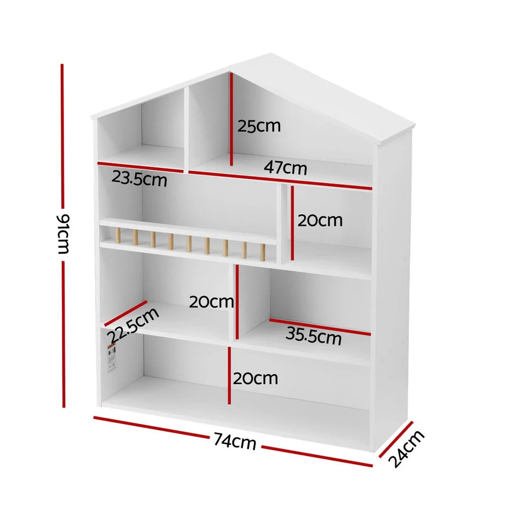 Keezi 4 Tiers Kids Bookshelf Wooden Bookcase Display