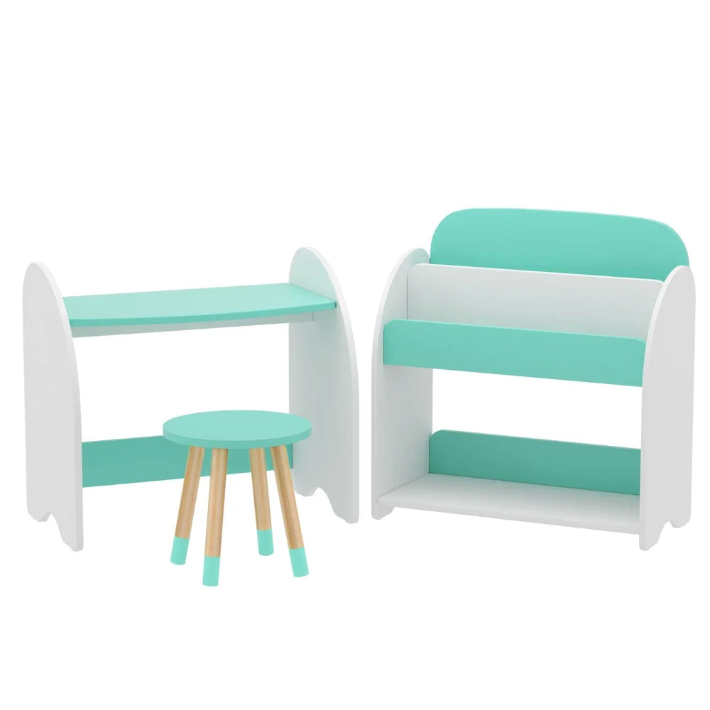 Keezi Kids Bookshelf 2 In 1 Table Chair Set Bookcase Toys