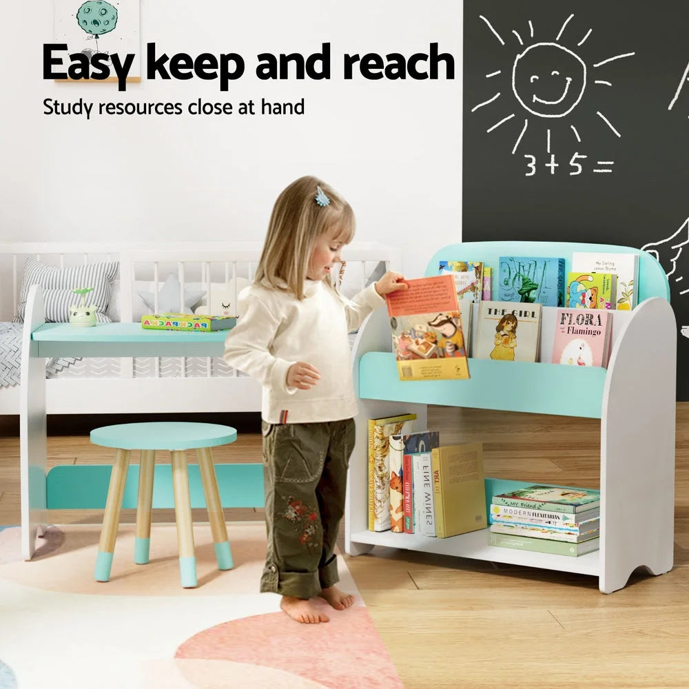 Keezi Kids Bookshelf 2 In 1 Table Chair Set Bookcase Toys
