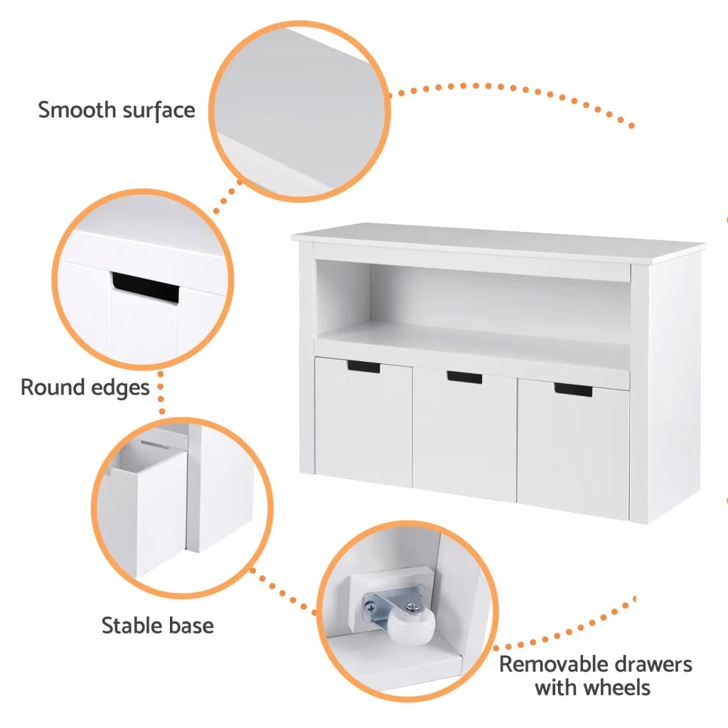 Keezi Kids Bookshelf 3 Drawers Storage Children Bookcase