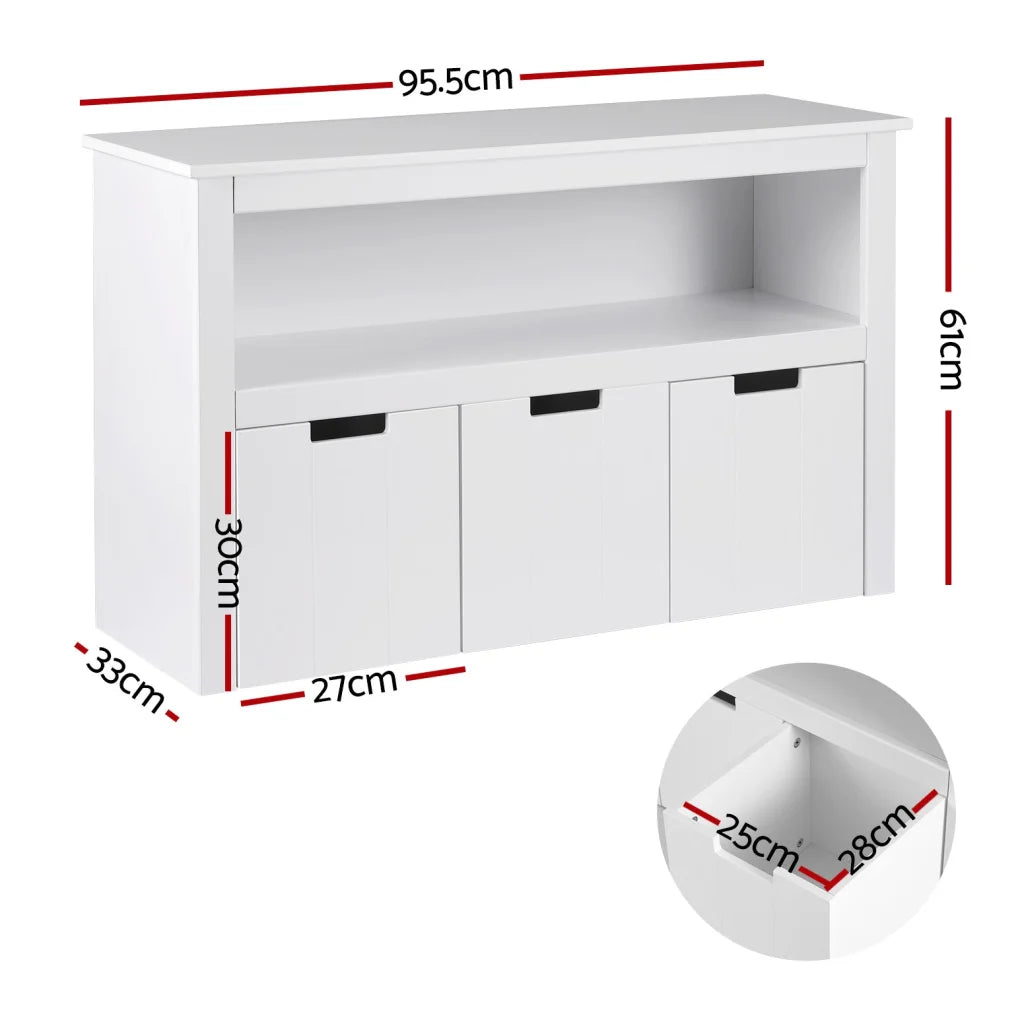 Keezi Bookshelf 3 Drawers Storage Children Bookcase Toy Organiser Display close-up detail