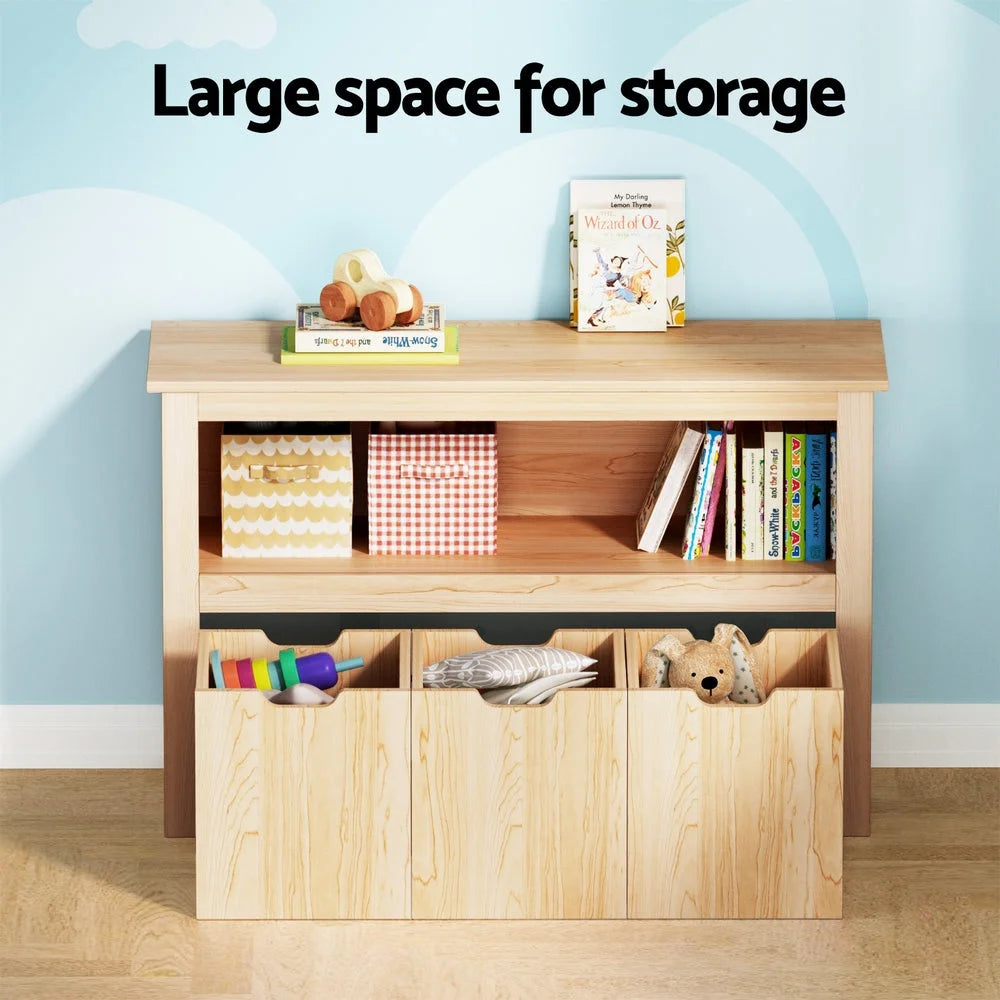 Kids Bookshelf 3 Drawers Storage Children Bookcase Toy