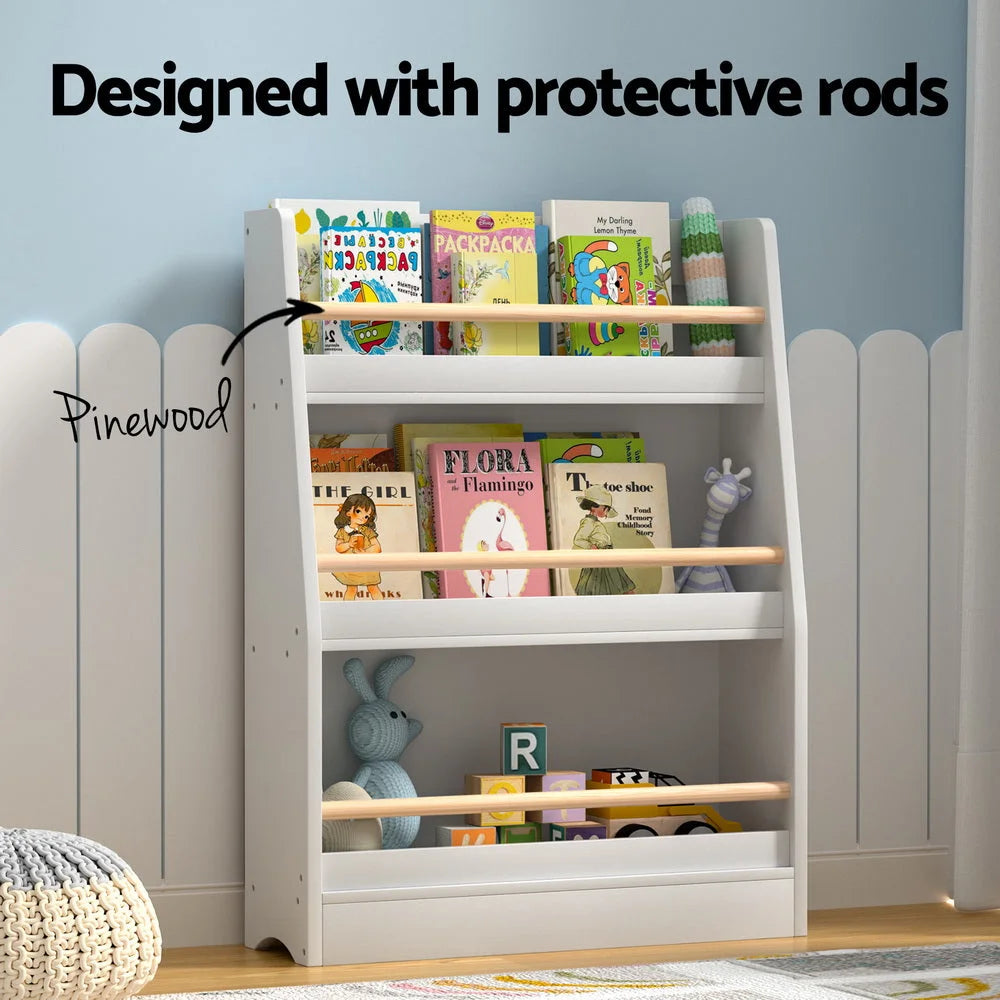 Keezi Kids Bookshelf 3 Tiers Storage Children Bookcase