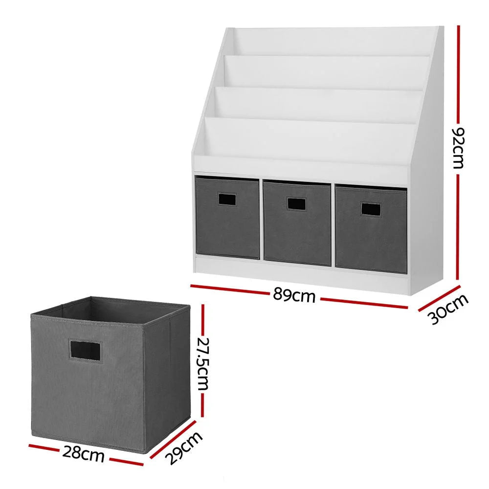 Keezi Kids Bookshelf 4 Tiers Magazine Rack Toy Box