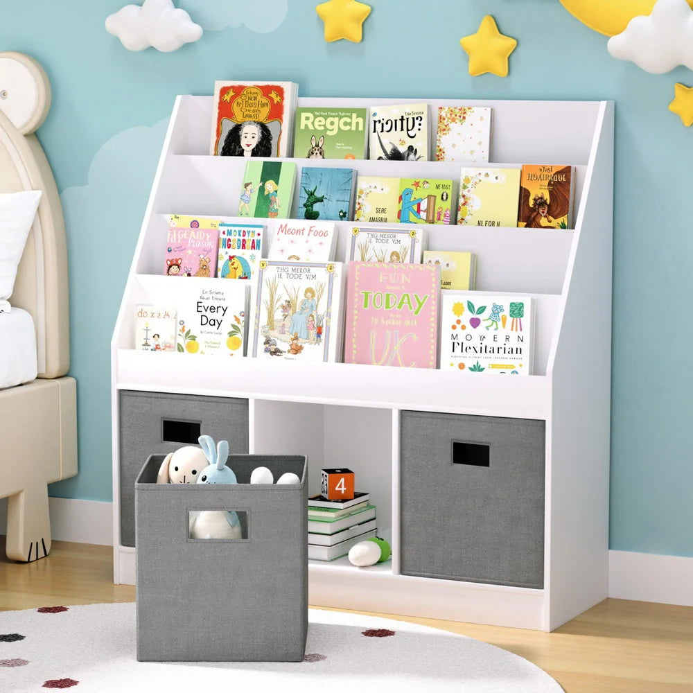 Keezi Kids Bookshelf 4 Tiers Magazine Rack Toy Box
