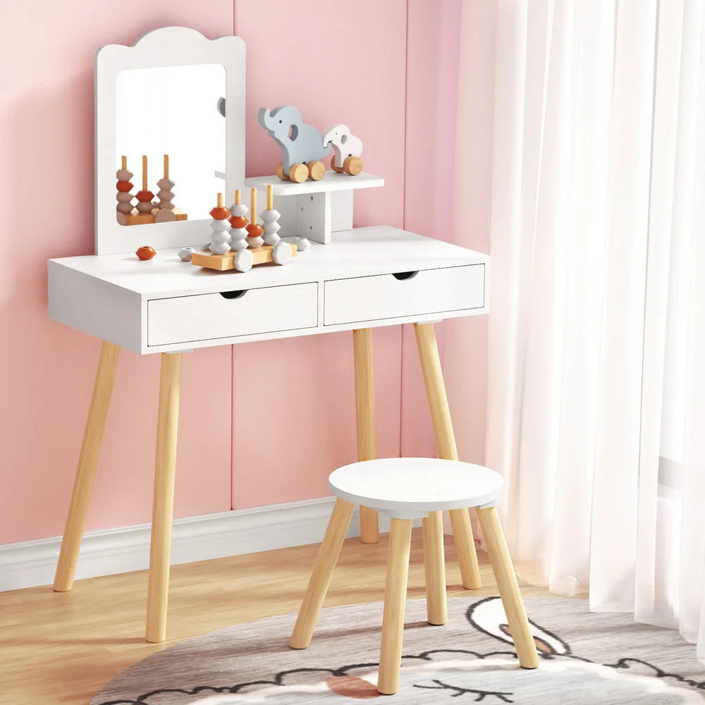 Keezi Kids Dressing Table Vanity Makeup Chair Set