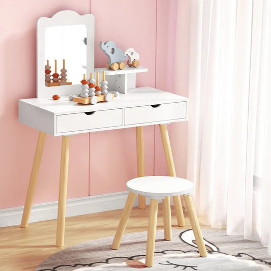 Keezi Kids Dressing Table Vanity Makeup Chair Set