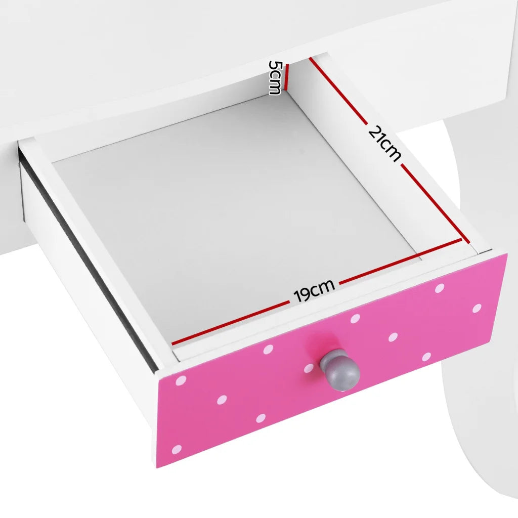 Keezi Kids Dressing Table Vanity Makeup Chair Set Wooden 3