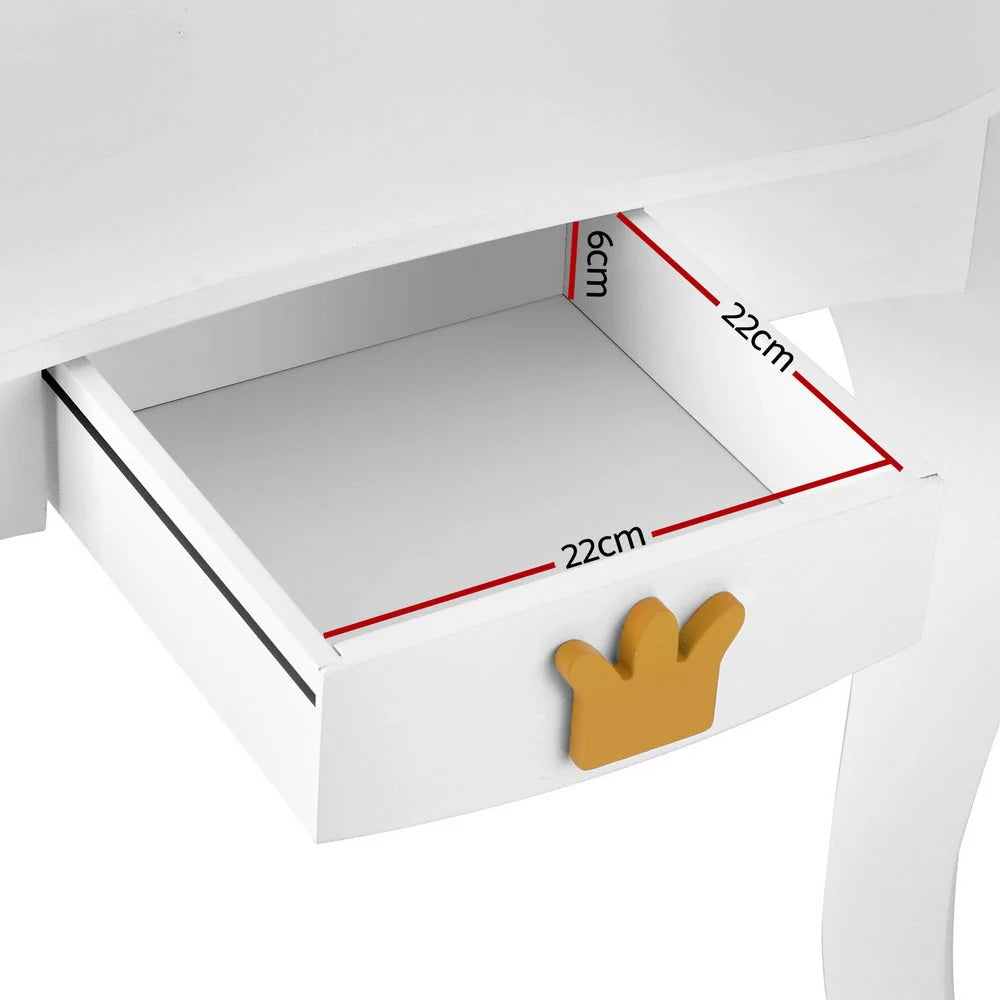 Keezi Kids Dressing Table Vanity Makeup Chair Set Wooden 3