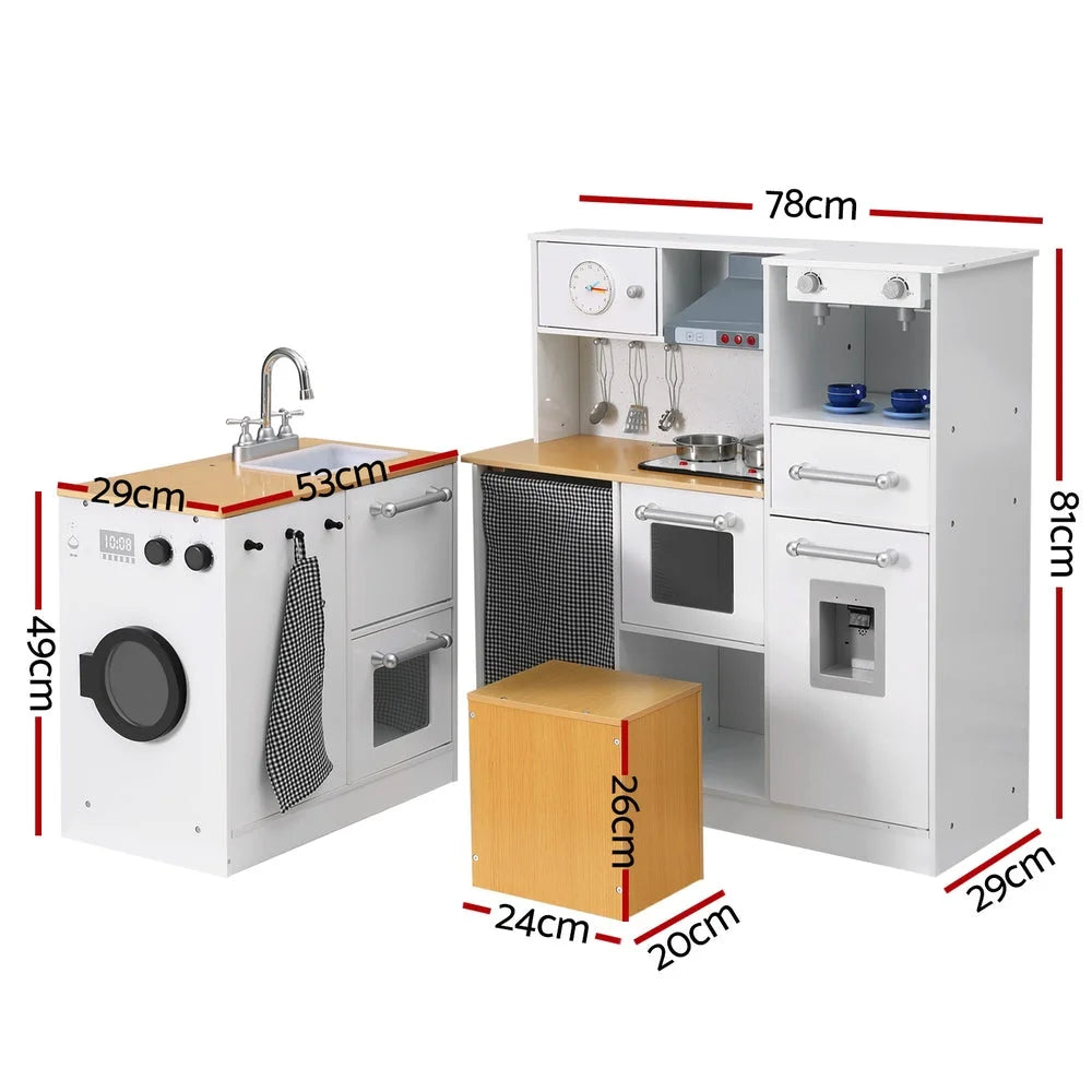 White wooden 80cm kitchen playset piece with colour matched pieces and support fittings