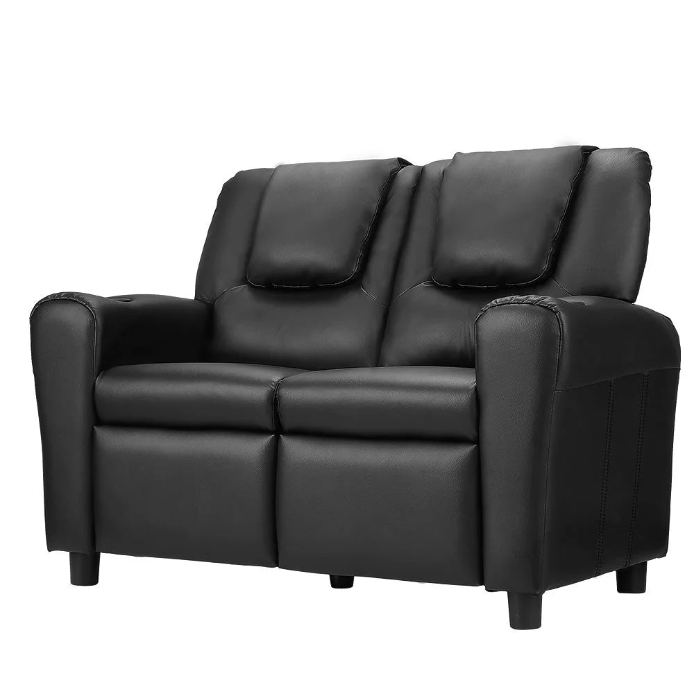 Black PU leather lounge armchair