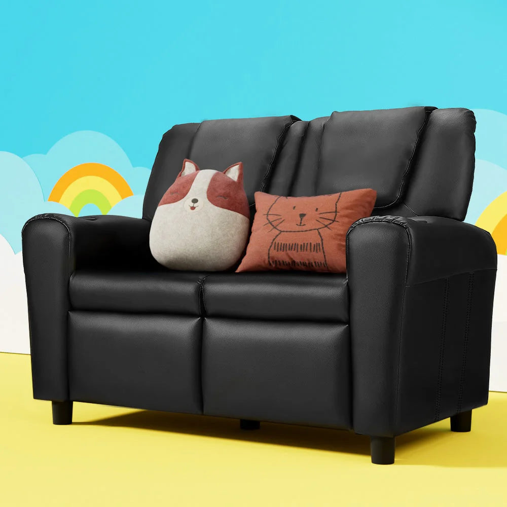 Keezi Kids Recliner Chair Double PU Leather Sofa Lounge