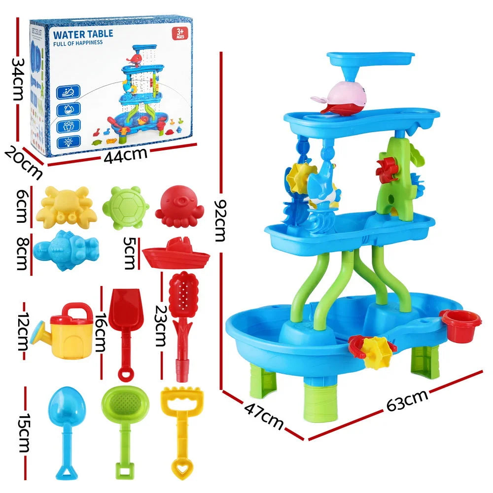 Keezi Kids Sand and Water Table 4-Tier Waterfall Sandpit
