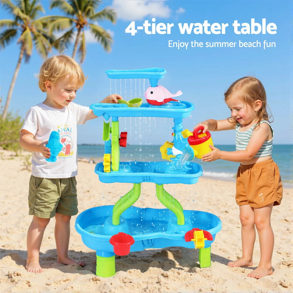 Keezi Kids Sand and Water Table 4-Tier Waterfall Sandpit