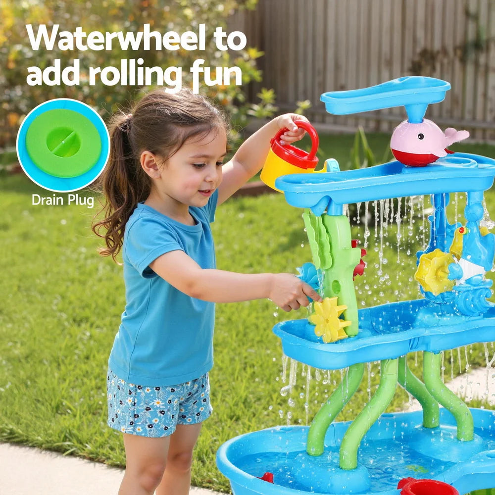 Keezi Kids Sand and Water Table 4-Tier Waterfall Sandpit