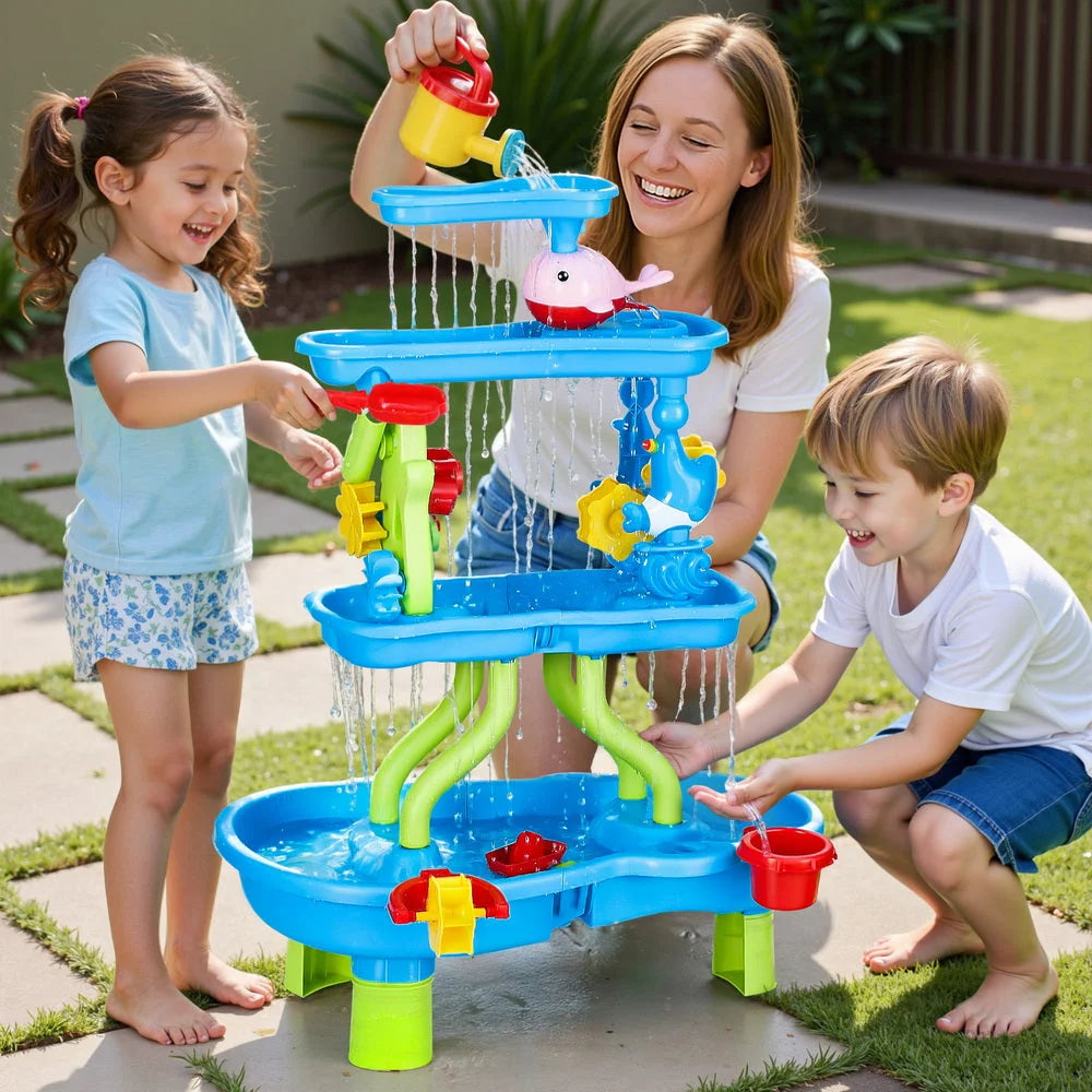 Keezi Kids Sand and Water Table 4-Tier Waterfall Sandpit