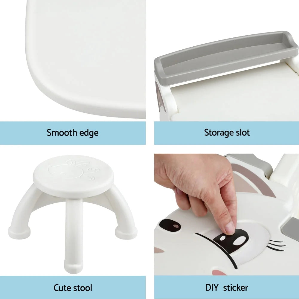 Keezi Kids Table and Chair Set 2 in 1 Easel Desk Stool w/