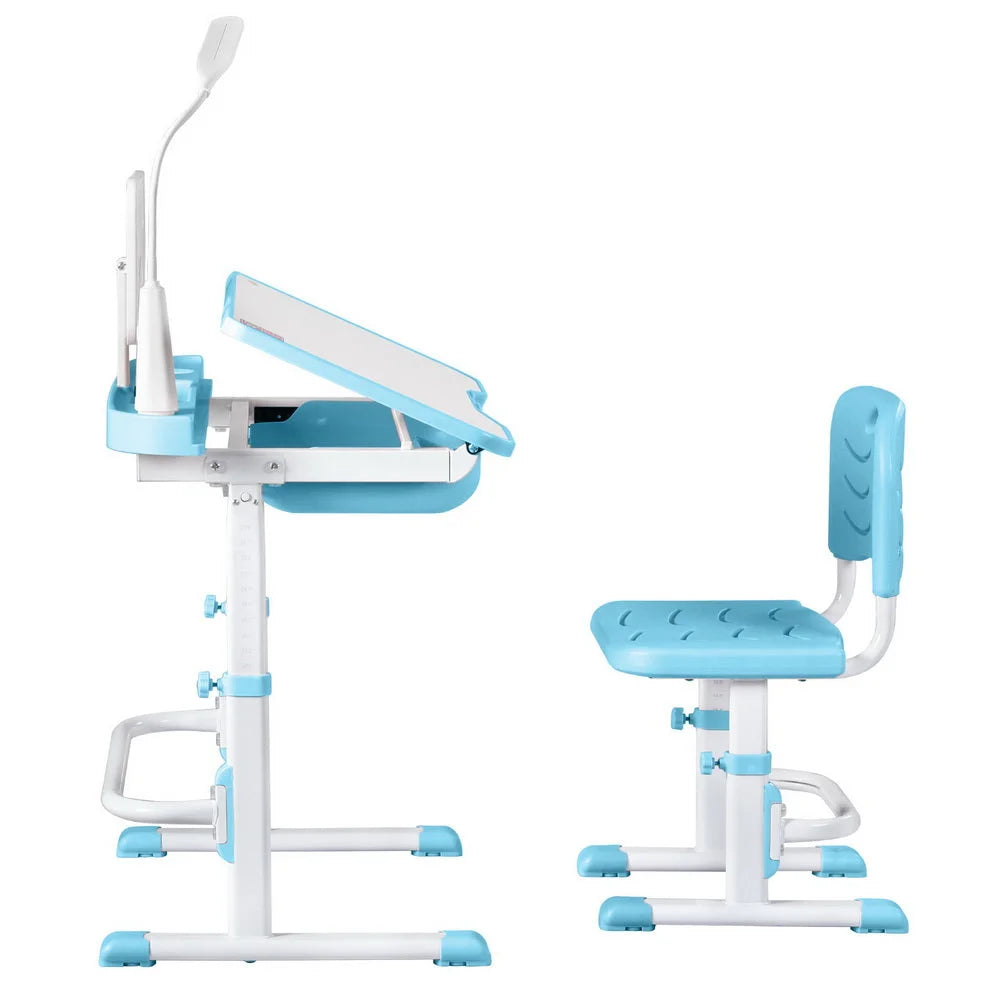 Keezi Kids Table and Chair Set Adjustable Study Desk w/ LED