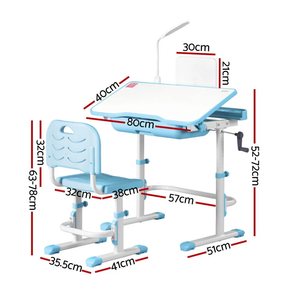 Keezi Kids Table and Chair Set Adjustable Study Desk w/ LED