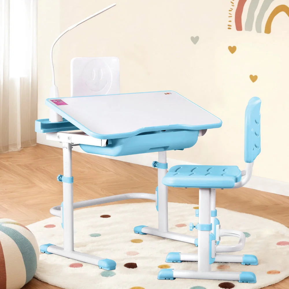 Keezi Kids Table and Chair Set Adjustable Study Desk w/ LED