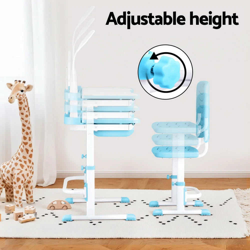Keezi Kids Table and Chair Set Adjustable Study Desk w/ LED