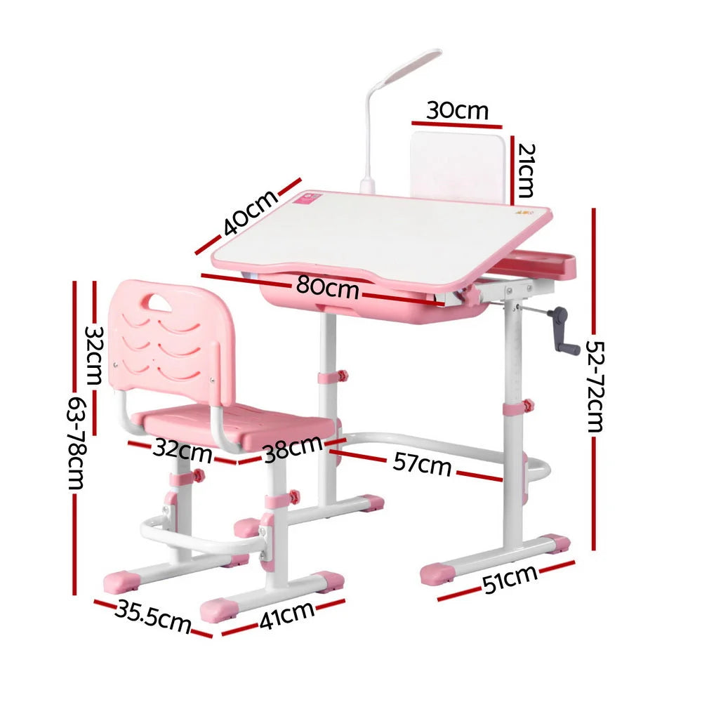 Keezi Kids Table and Chair Set Adjustable Study Desk w/ LED