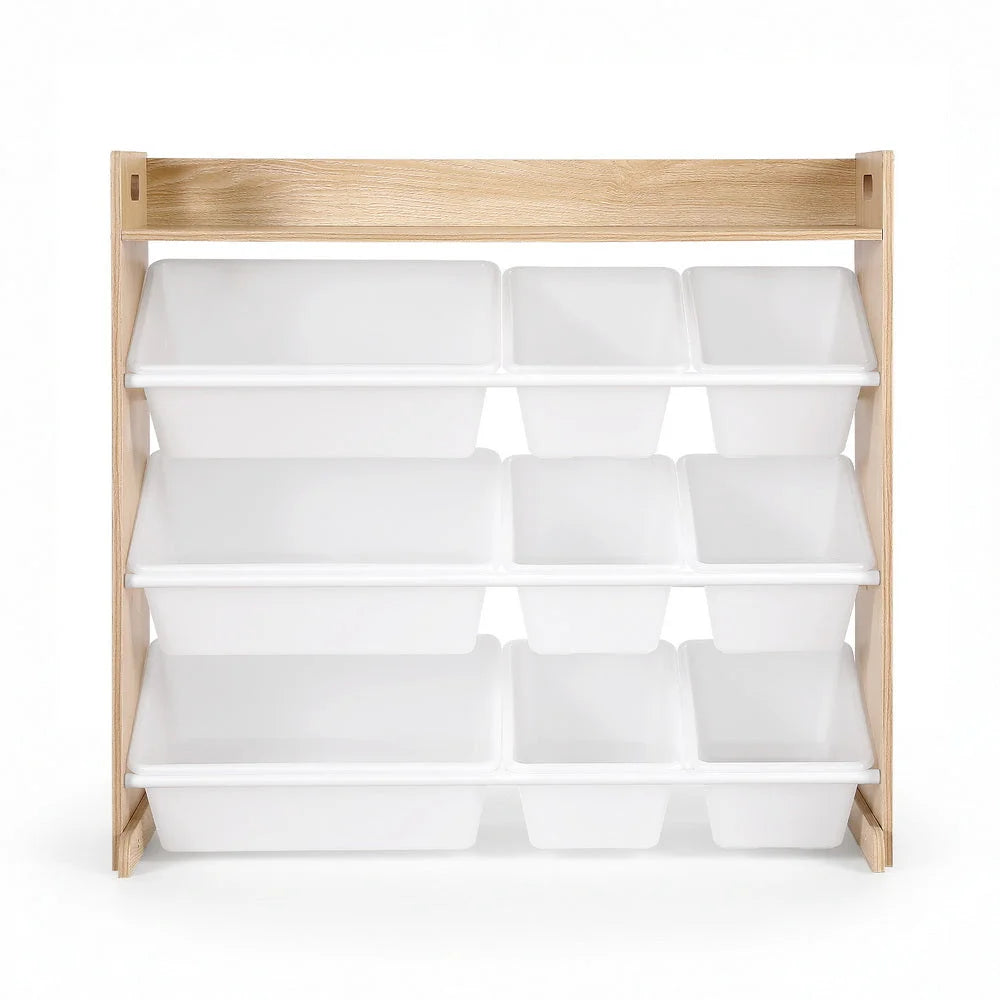 Wooden 9 storage rack for household use