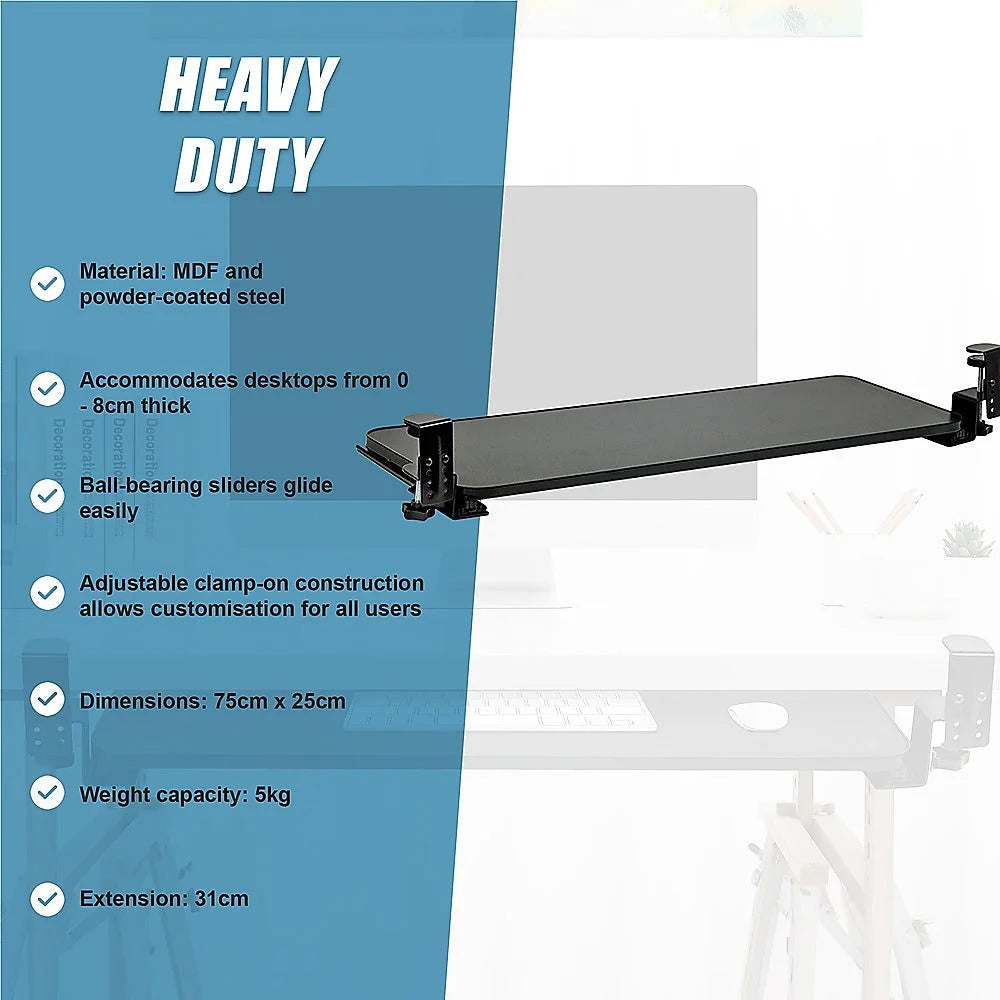 Keyboard Tray Clamp On 75cm W x 25cm D Extra Large