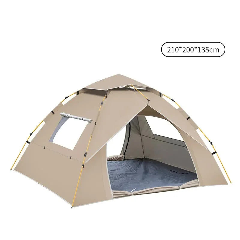 Khaki 3-4 Person Lightweight Camping Tent (210*200*135cm)