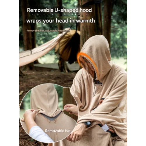 Khaki Cozy 4-in-1 Wearable Fleece Poncho Sleeping Bag