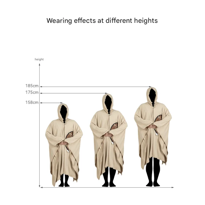 Khaki Cozy 4-in-1 Wearable Fleece Poncho Sleeping Bag