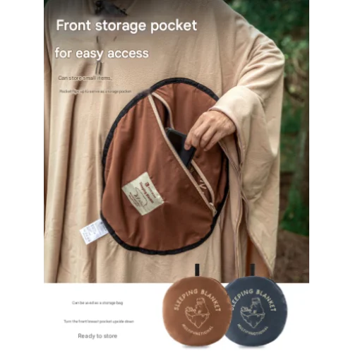 Khaki Cozy 4-in-1 Wearable Fleece Poncho Sleeping Bag